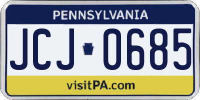 PA license plate JCJ0685