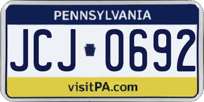 PA license plate JCJ0692