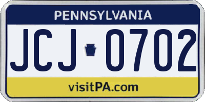 PA license plate JCJ0702