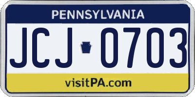 PA license plate JCJ0703
