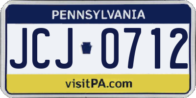 PA license plate JCJ0712