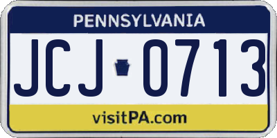 PA license plate JCJ0713