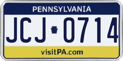 PA license plate JCJ0714