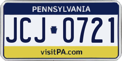 PA license plate JCJ0721