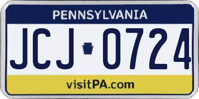PA license plate JCJ0724