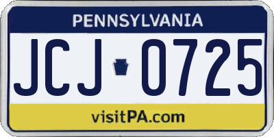 PA license plate JCJ0725