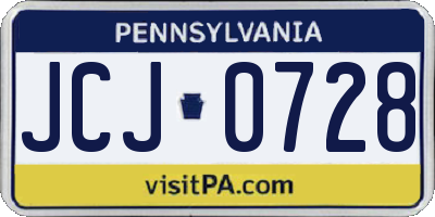 PA license plate JCJ0728