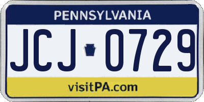 PA license plate JCJ0729