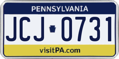 PA license plate JCJ0731