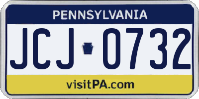PA license plate JCJ0732