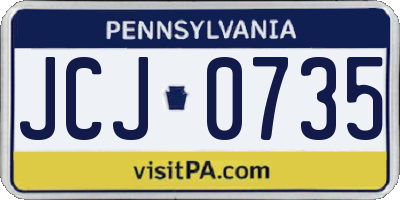PA license plate JCJ0735