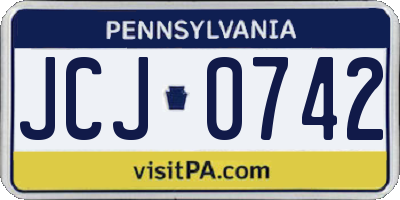 PA license plate JCJ0742