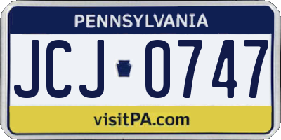 PA license plate JCJ0747