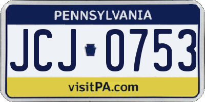 PA license plate JCJ0753