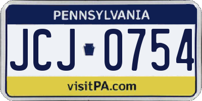 PA license plate JCJ0754