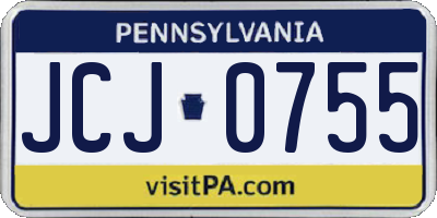 PA license plate JCJ0755