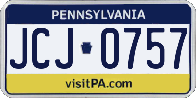 PA license plate JCJ0757