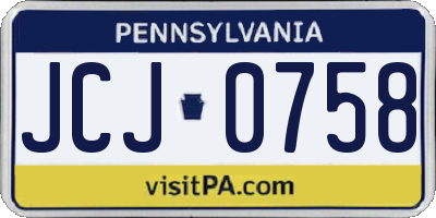 PA license plate JCJ0758