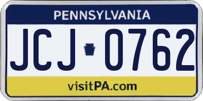PA license plate JCJ0762
