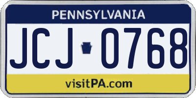 PA license plate JCJ0768