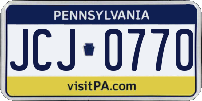 PA license plate JCJ0770