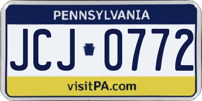 PA license plate JCJ0772