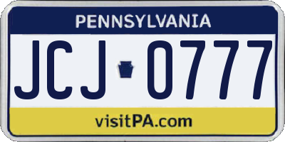 PA license plate JCJ0777