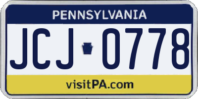 PA license plate JCJ0778
