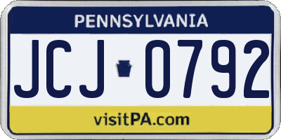 PA license plate JCJ0792