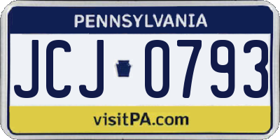 PA license plate JCJ0793