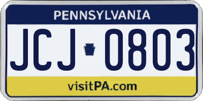 PA license plate JCJ0803