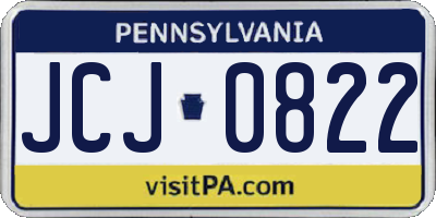 PA license plate JCJ0822