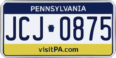 PA license plate JCJ0875