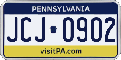 PA license plate JCJ0902