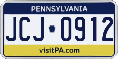PA license plate JCJ0912