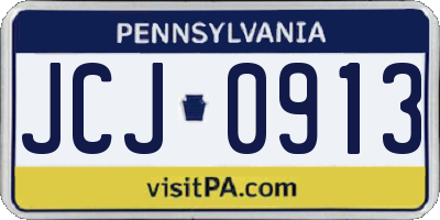 PA license plate JCJ0913