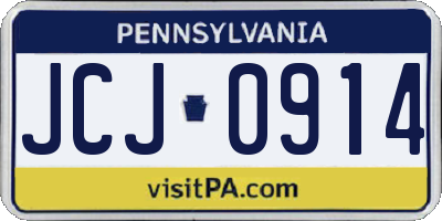 PA license plate JCJ0914