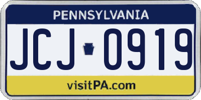 PA license plate JCJ0919