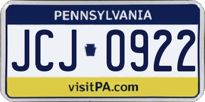 PA license plate JCJ0922