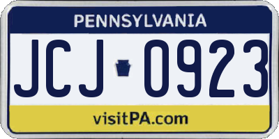 PA license plate JCJ0923