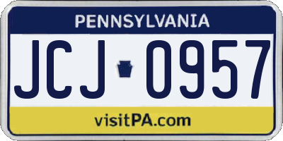 PA license plate JCJ0957
