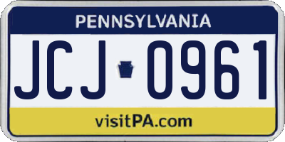 PA license plate JCJ0961