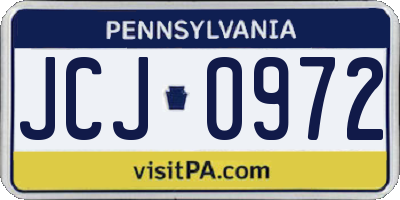 PA license plate JCJ0972