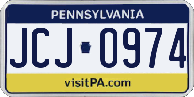 PA license plate JCJ0974