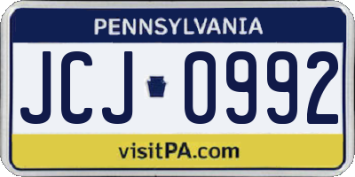 PA license plate JCJ0992