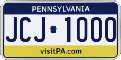 PA license plate JCJ1000
