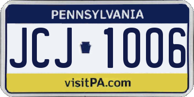 PA license plate JCJ1006