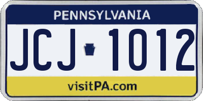 PA license plate JCJ1012