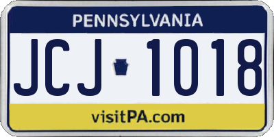 PA license plate JCJ1018