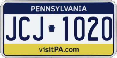PA license plate JCJ1020